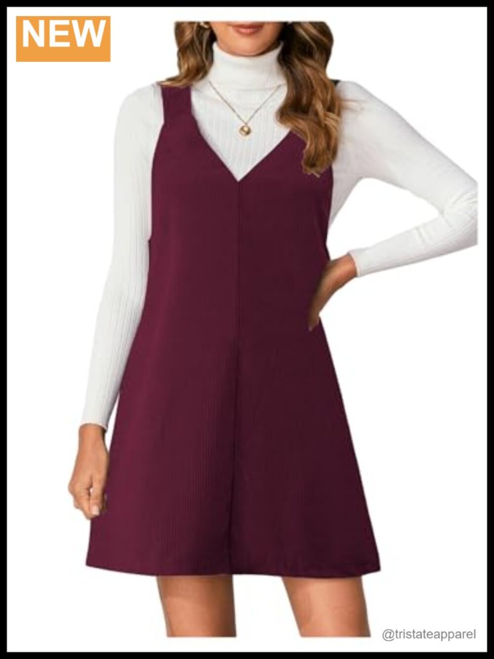 Corduroy Overalls Dress Mini Pinafore Jumper V Neck Sleeveless Fall Casual